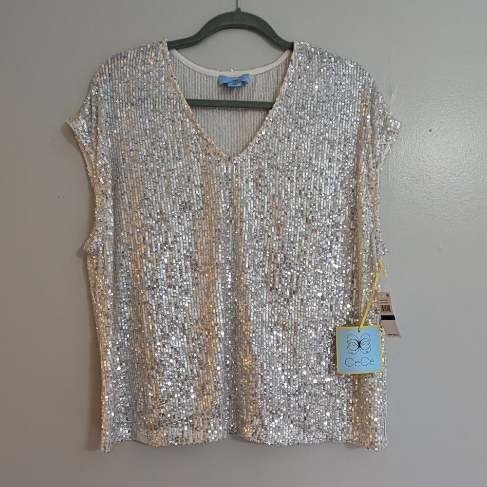 Silver sequin top